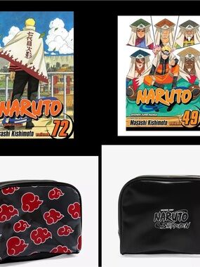 Naruto Manga Set of two with Black Akatsuki Cloud Pouch